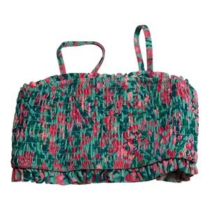 Crewcuts by J. Crew Smocked Floral Bikini Top Swim Top Kids Size 4-5